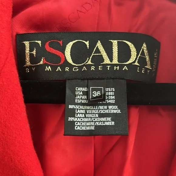 ESCADA BY MARGARETHA LEY  Wool & Cashmere Blazer Jacket in Red Size Small or 6 - Picture 10 of 11